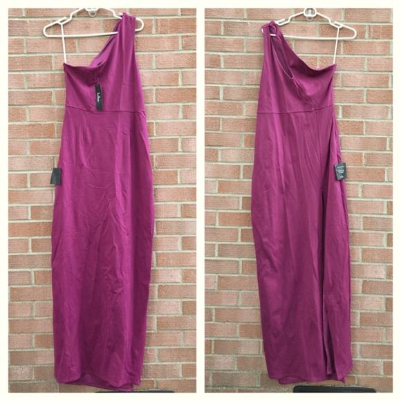 Lulu's Gorgeously Unique Magenta One-Shoulder Cutout Maxi Dress Large - Picture 2 of 5